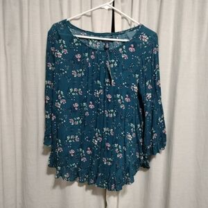 Teal Floral Blouse